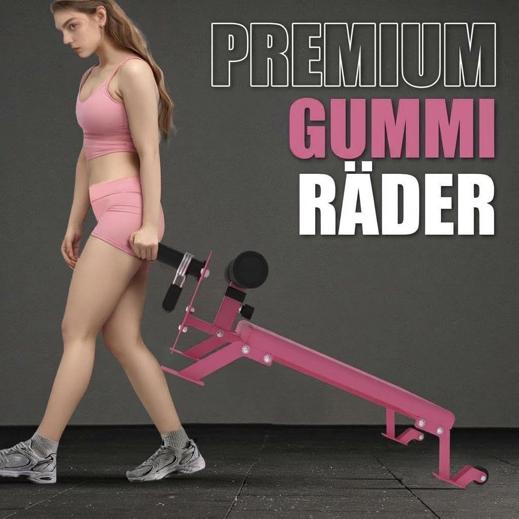 Banco de curl nórdico ajustable, Nordic Hamstring Trainer Heavy Duty, banco nórdico con marco de acero, ruedas y acolchado grueso, soporta hasta 204 kg, para discos de pesas de 25 mm y 50 mm, gimnasio