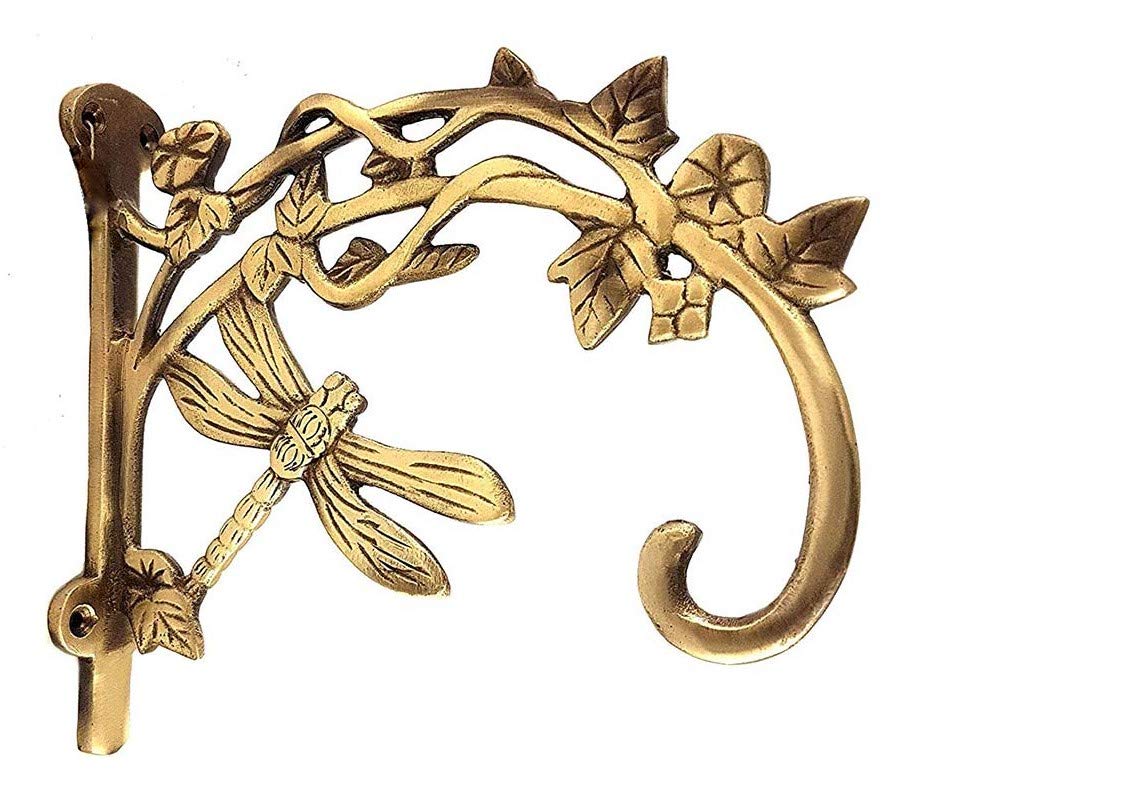GreenTree Dragon Fly Style Handmade Brass Wall Lantern Diya Hanger - Antique Finish | Home Decor