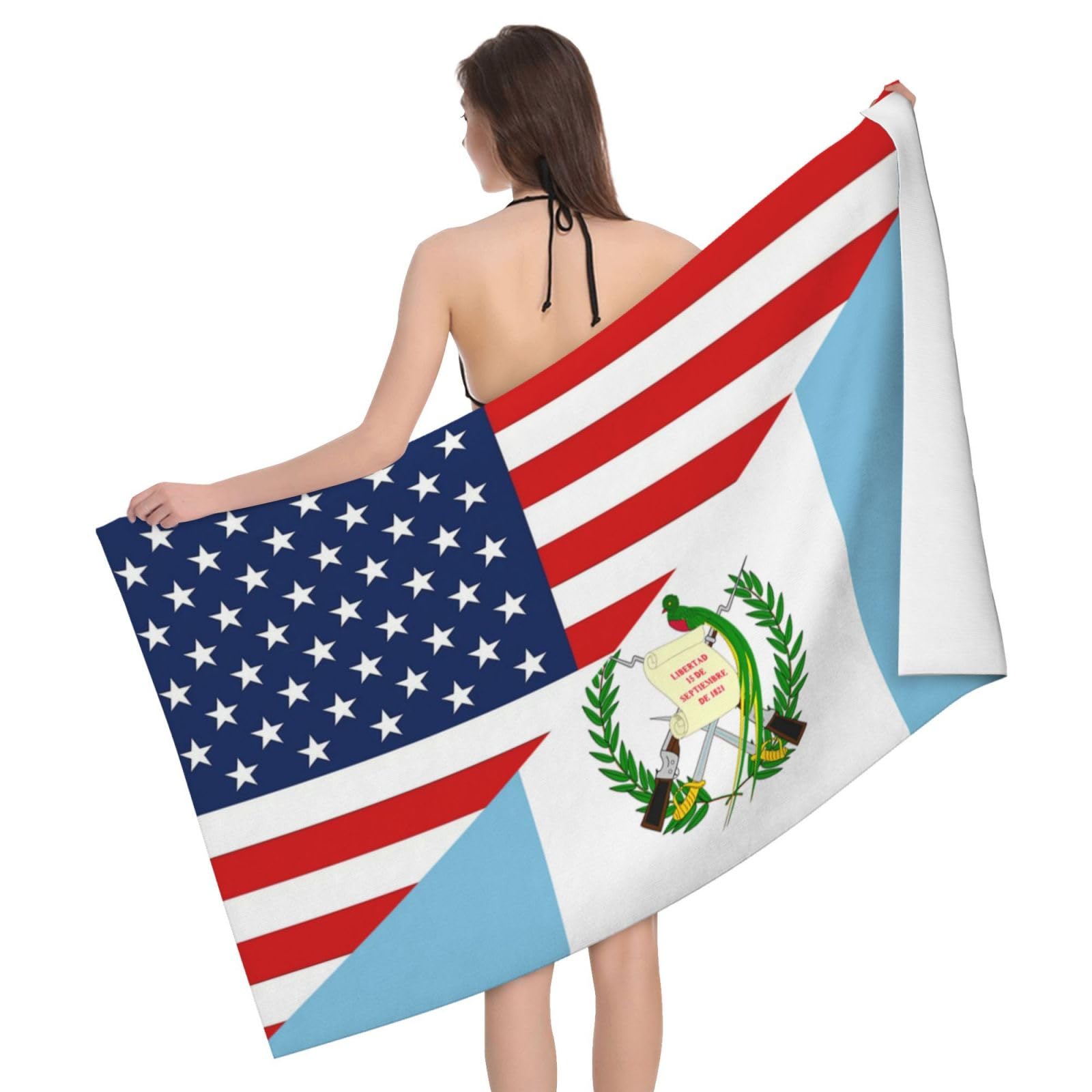 HLBSDM Microfiber America Guatemala Flag Beach Towel Quick Dry Soft Sand Free Beach Towels for Pool Swim Beach Lightweight Thin Towels