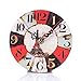 Produktbild Elecenty Vintage Wecker, Retro Design Tischuhr Rund Uhr Schleichende Sekunde Wanduhr ohne Ticken Metall Quarzwecker Glockenwecker für Wohnzimmer