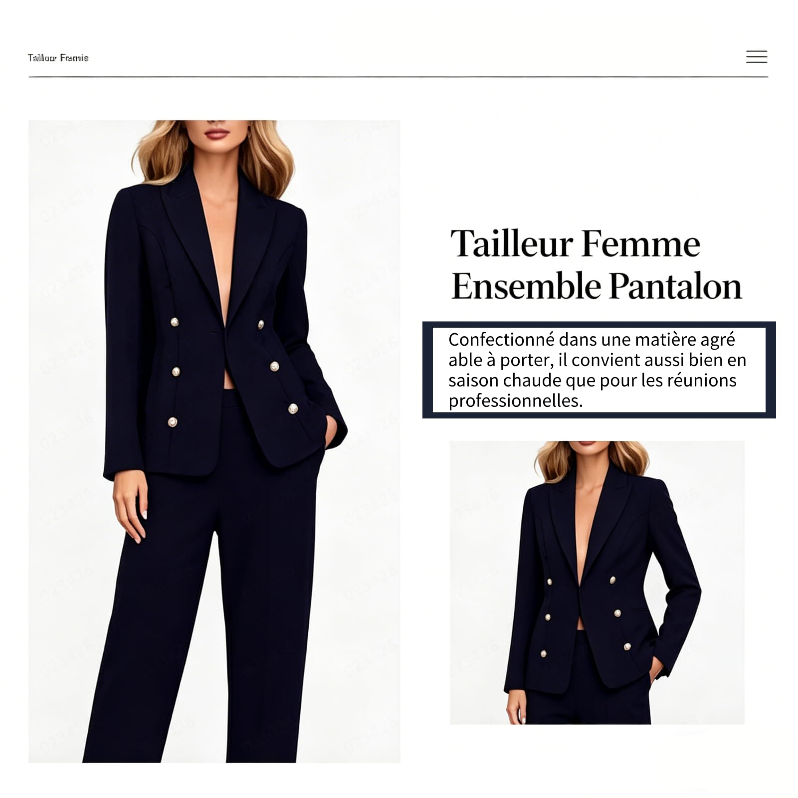 Tailleur Femme Ensemble Pantalon 2 Pièces Chic et Elegant Couleur Unie Slim Fit Blazer Business Veste Travail Décontracté Bureau Blazer Formelle Mariages Et Fêtes Bureau Vestes de Robe S-3XL
