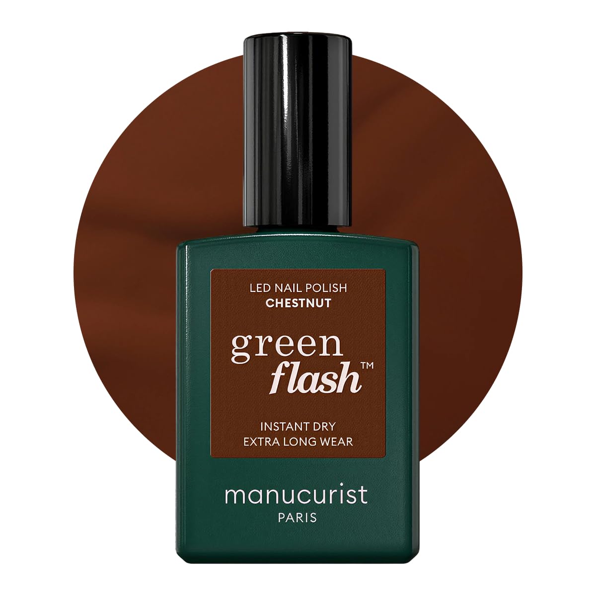 Manucurist Smalto Semipermanente Unghie Marrone Green Flash Chestnut - Gel Unghie - 12-​free, bio-​based (84%) - Manicure Professionale - Made in France - 15 ml
