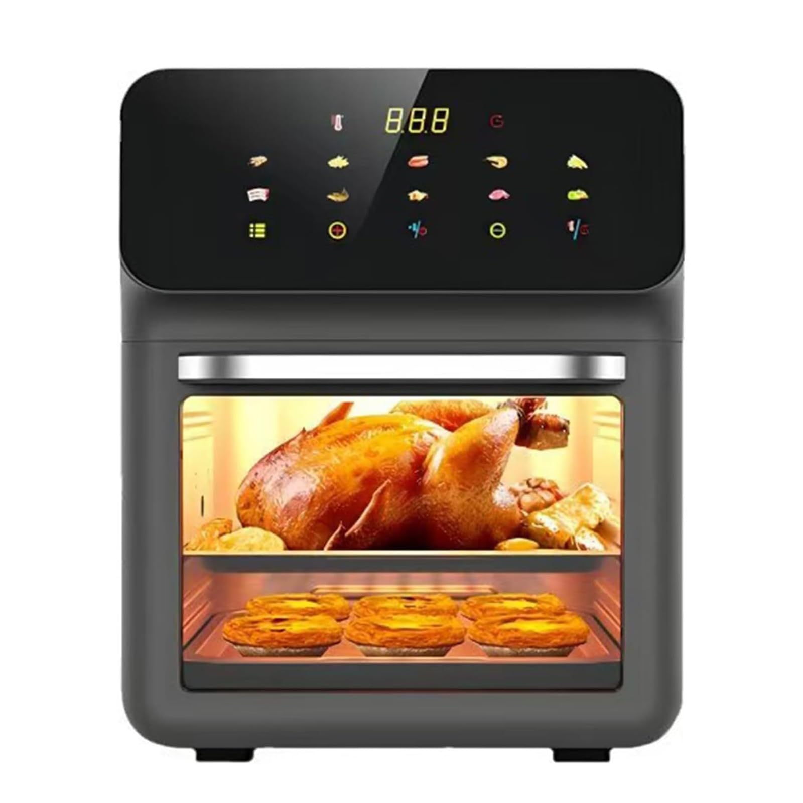 Frytkownica na gorące powietrze, 13 l, mini piekarnik z ekranem dotykowym LED, grzałka górna/dolna, minutnik 15-60 minut, bezolejowy piec wielofunkcyjny