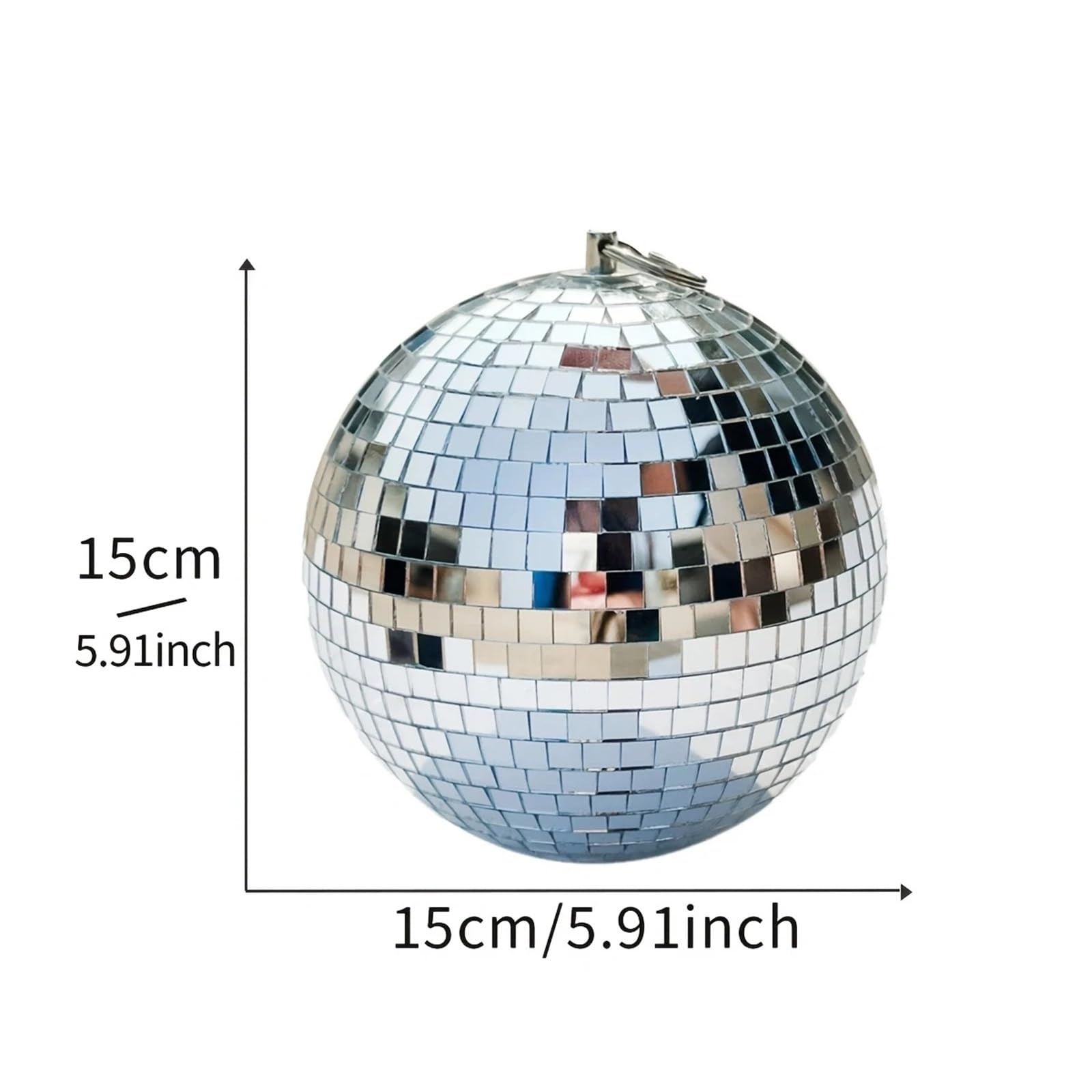 Bola Discoteca Bola de cristal reflectante de 10/20/30CM for discoteca, bola plateada for DJ, escenario de baile, fiesta en casa, decoración de exhibición comercial for ventana(15cm 1pcs)