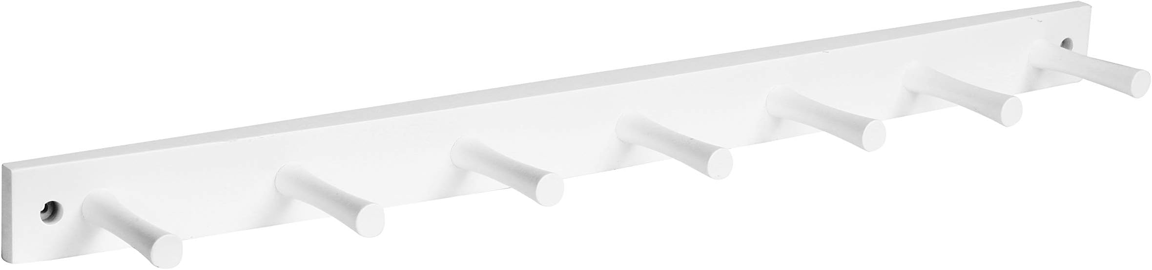 Spectrum Diversified Wall-Mounted 7 Peg Wood, Hat Organizer & Coat Hanger for Entryway or Closet Bathroom Storage Racks for Towels & Bath Robes, 7-Hook, White