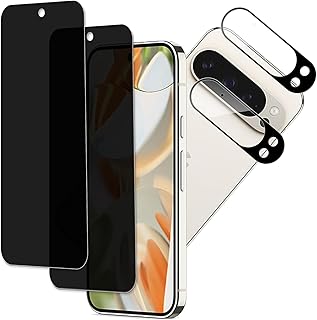 対応Google Pixel 9 Pro 用の 覗き見防止 ガラスフィルム【2+2枚入り】に適合する Pixel 9 Pro 用の覗き見防止 ガラスフィルム (2枚) +カメラフィルム (2枚) 国産硝子素材製 全面保護 強化ガラス に適合するグーグルピクセル 9 Pro 用の 保護 フィルム