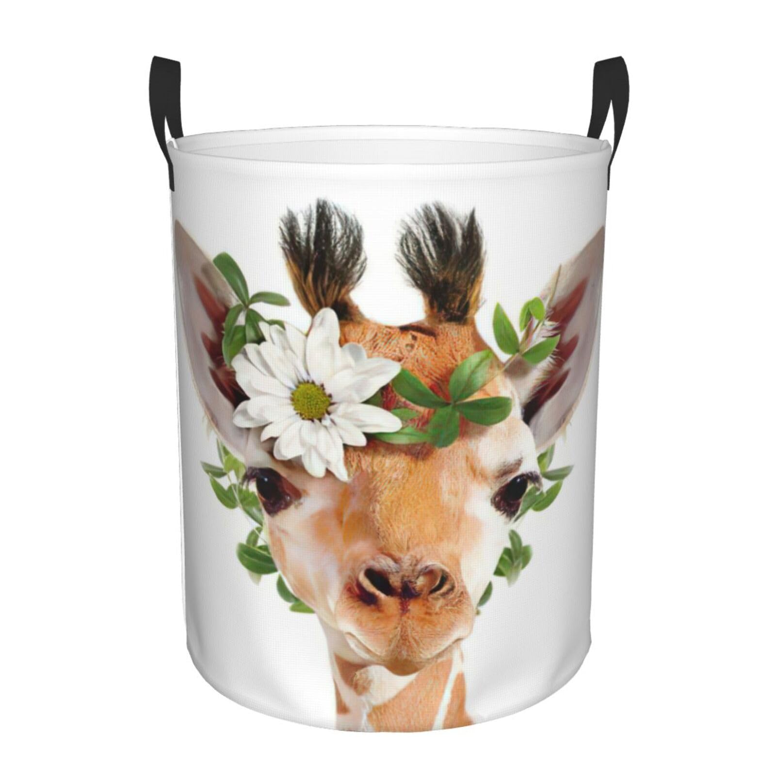 Grand panier à linge rond girafe idéal pour organiser la salle de bain