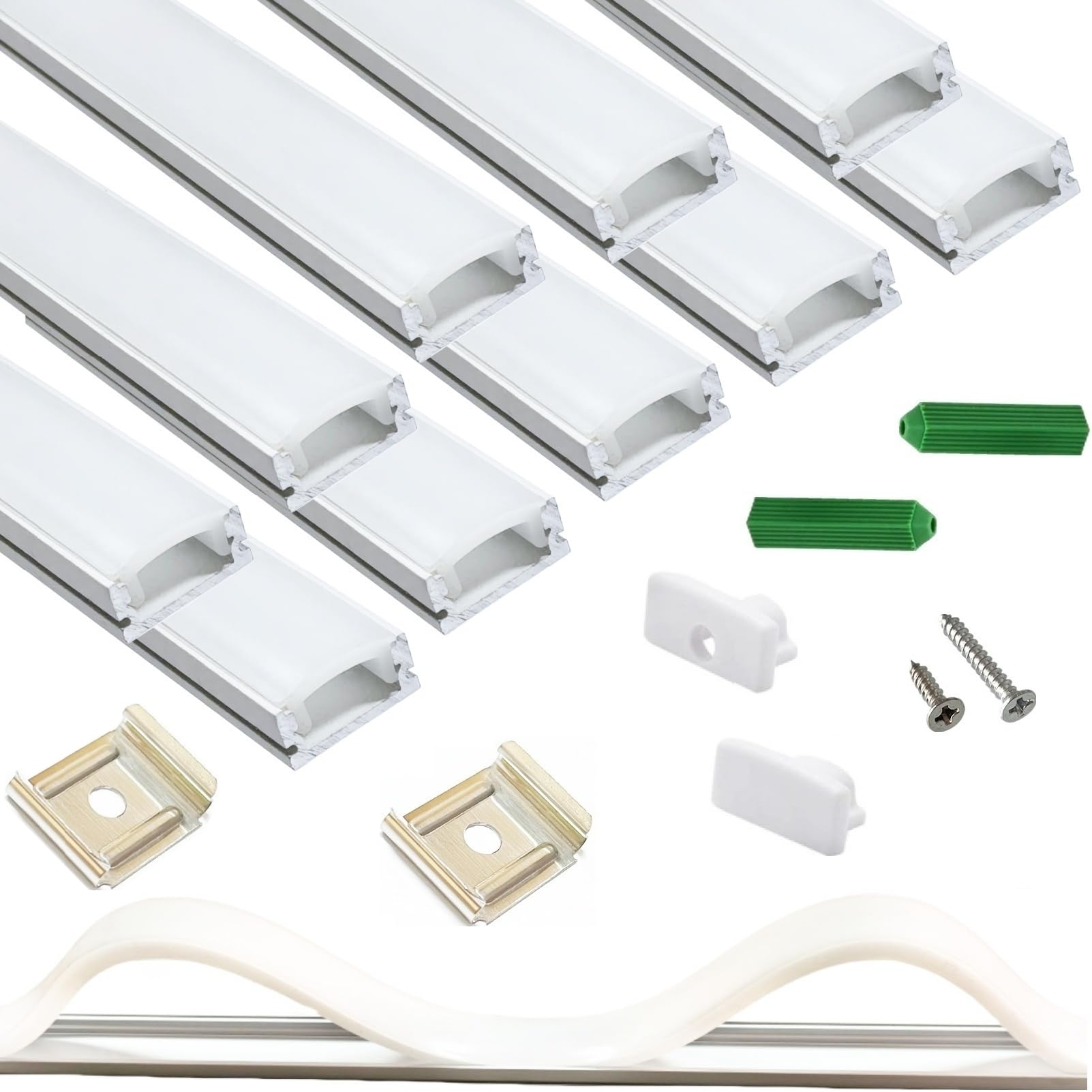 LED Strip Mounting LED Strip White U Channel Diffuser 10-Pack, 3.3FT ...
