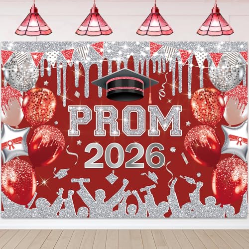 Fondo fotográfico rojo y plata graduación 2026 10x8ft miniatura 3