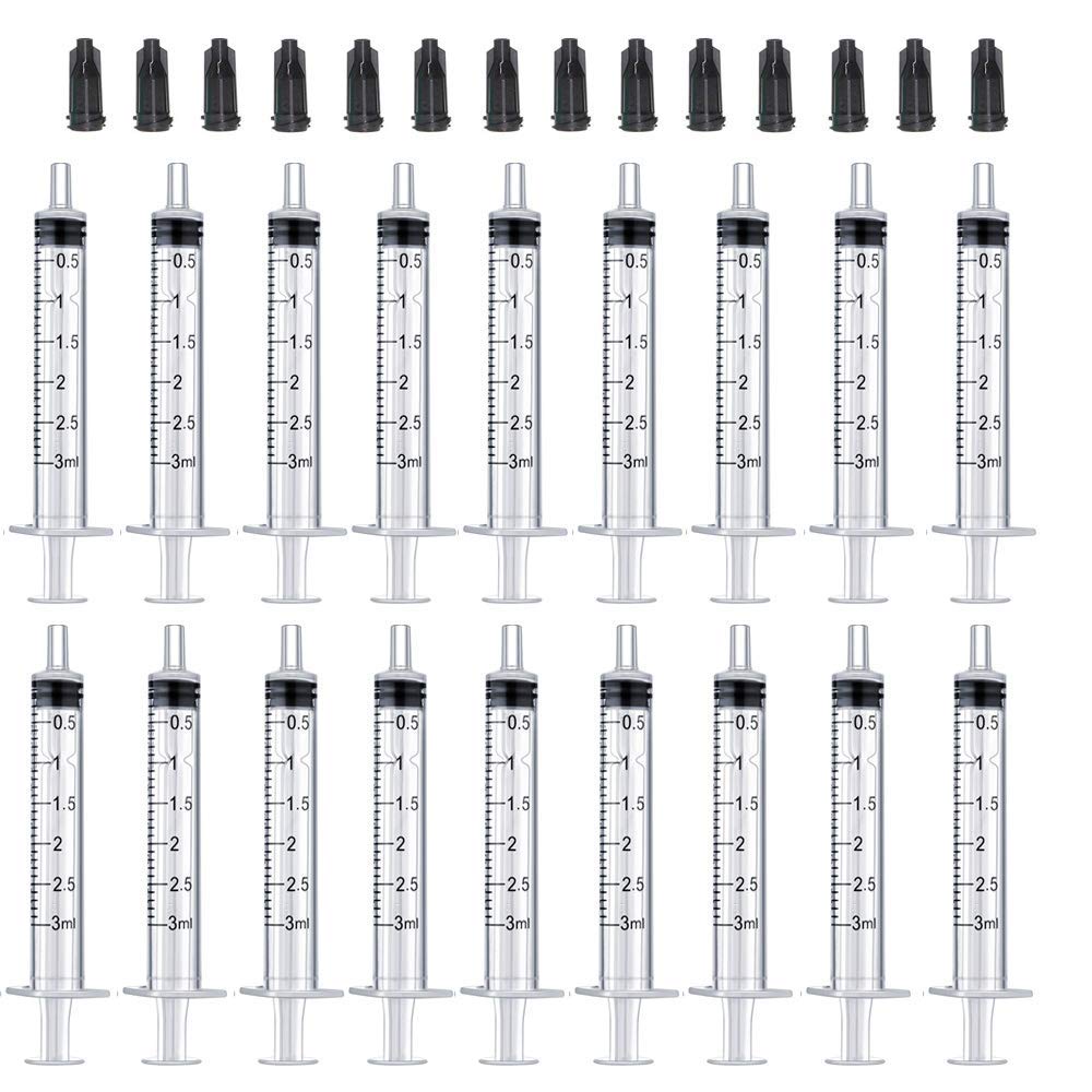 Gufastoe Pack of 40 3 ml Syringes, Oil Dosing Syringe (without Needles) with Caps, for Small Pet Feeding, Industrial Precision Application
