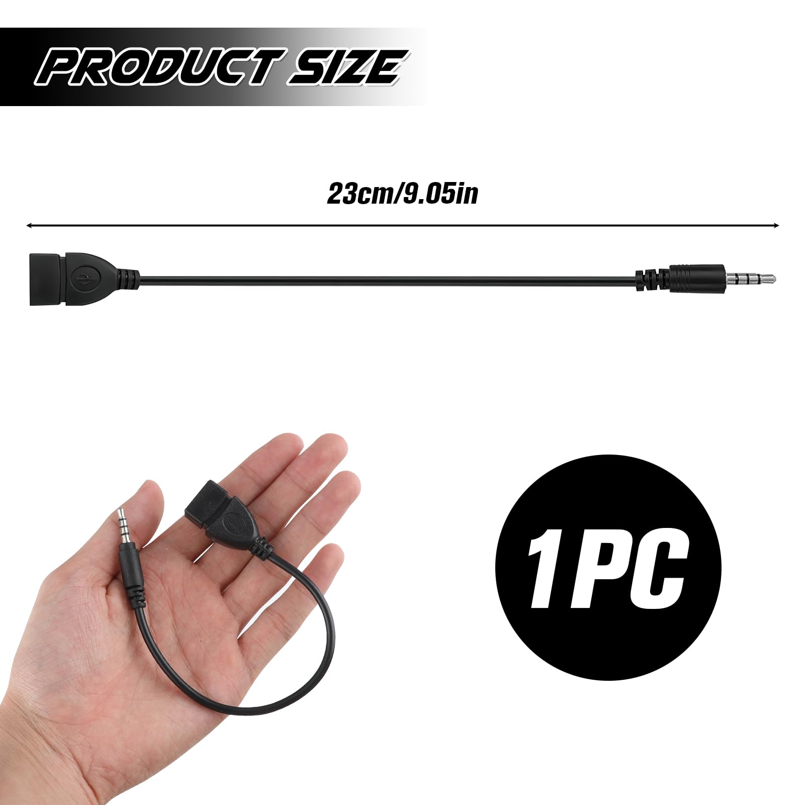 YUGSHNKFC High Fidelitys Adaptateur Auxiliaire Vers USB 3,5 Mm Mâle Vers USB 2.0 Femelle Pour Entrée Auxiliaire De Véhicule Pour MP3 Clignotant