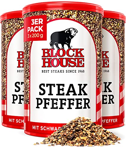 Block House Steak Pfeffer mit schwarzem Pfeffer 3x 200g - Gewürzmischung in Restaurantqualität