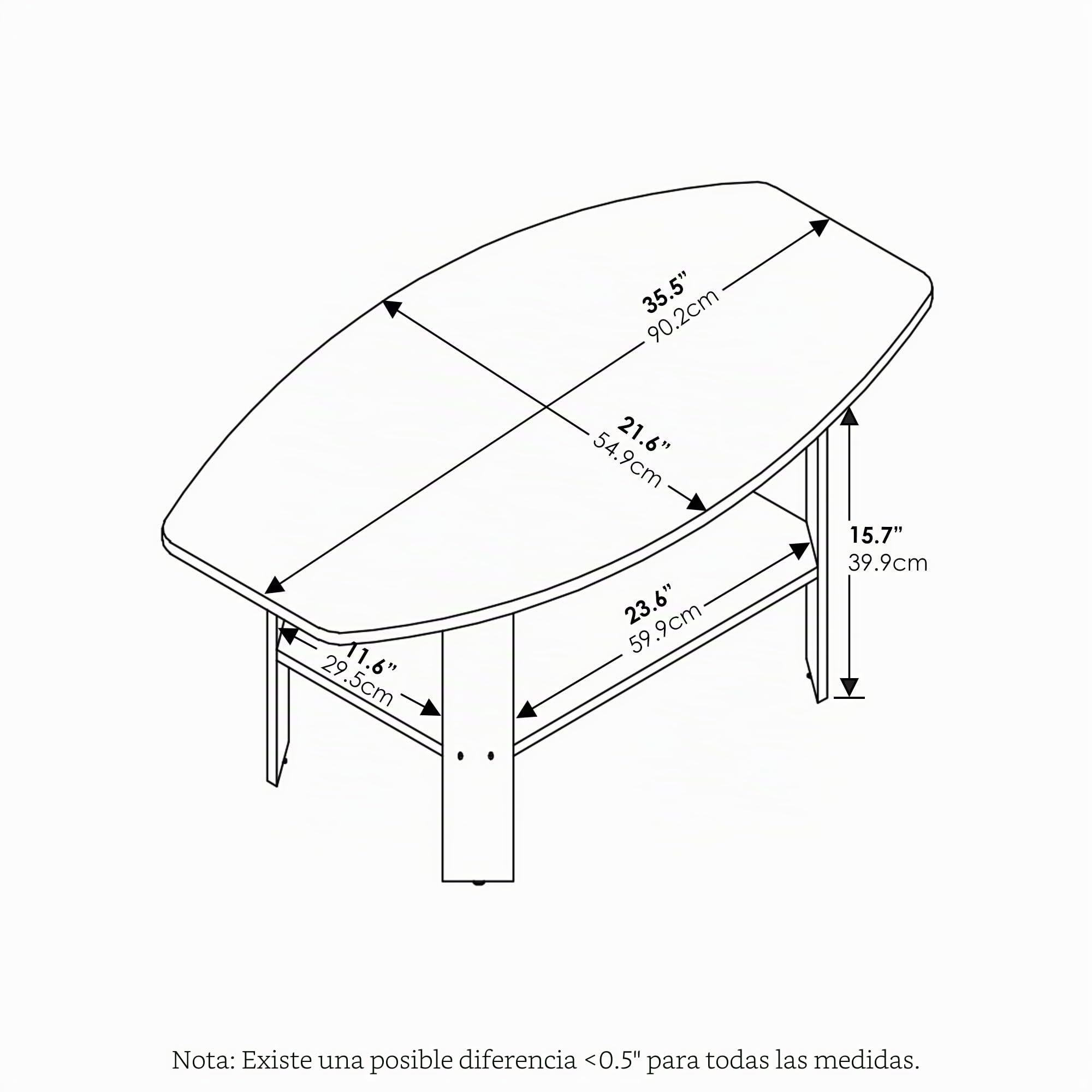 Furinno SIMPLE DESIGN Mesa de centro con estante abierto, para sala u oficina en casa, roble francés