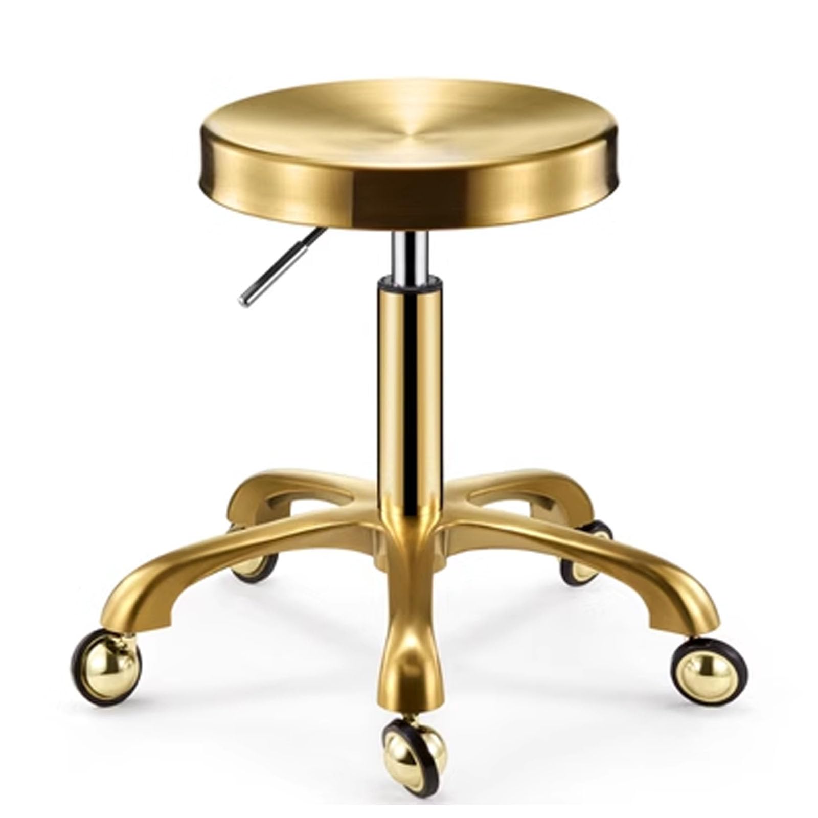 Tabouret pivotant à roulettes acier inoxydable haut de gamme pour barbier