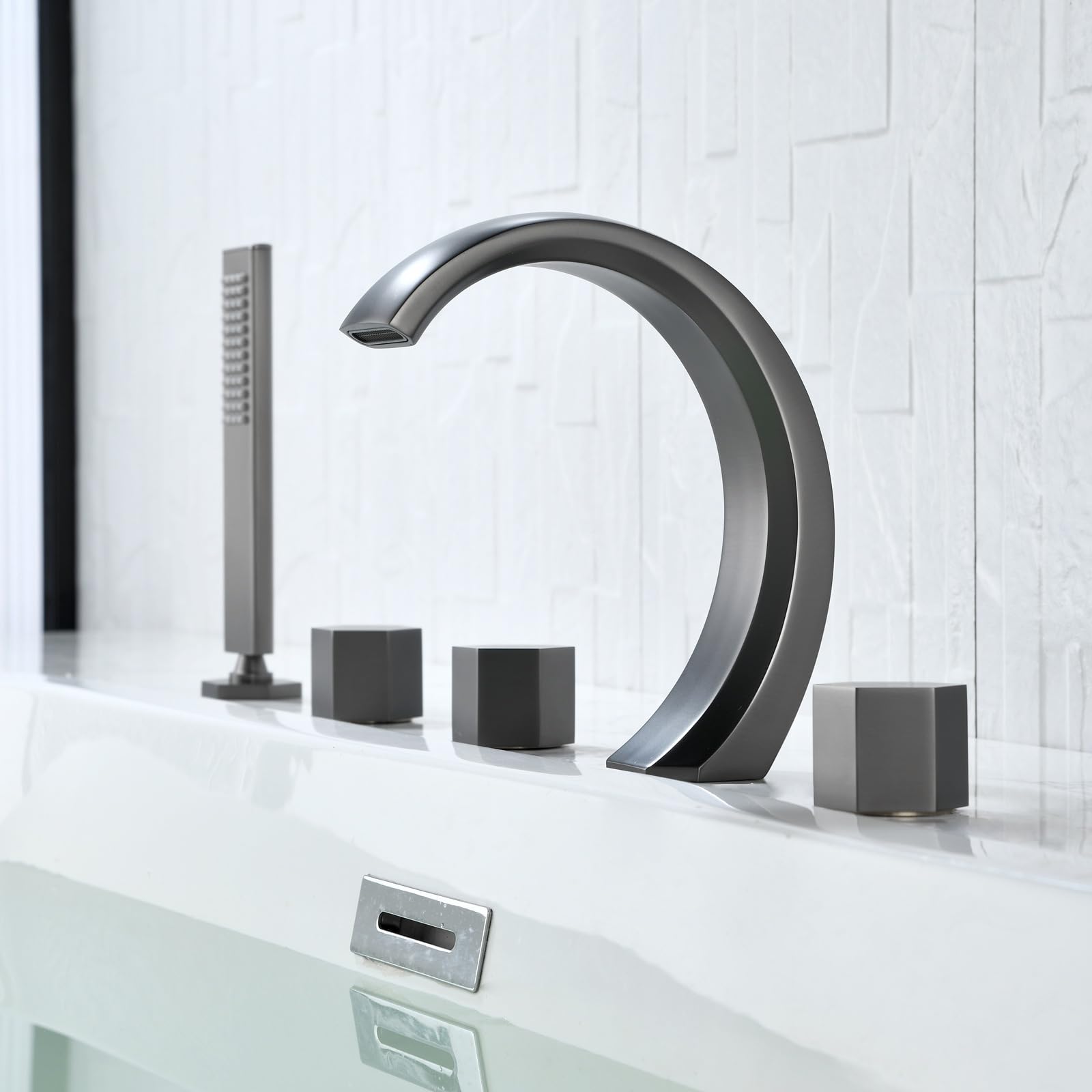 ZQFHSX Brass Shower Mixer Tap with 5 Holes - Finish, Bath Taps for Modern Bathrooms