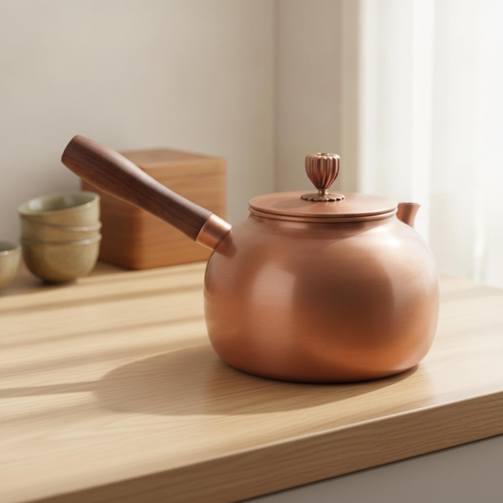 Tetera Cobre Tetera con Mango Hervidor para Aficionados Al Té, Fu Zhu 06C