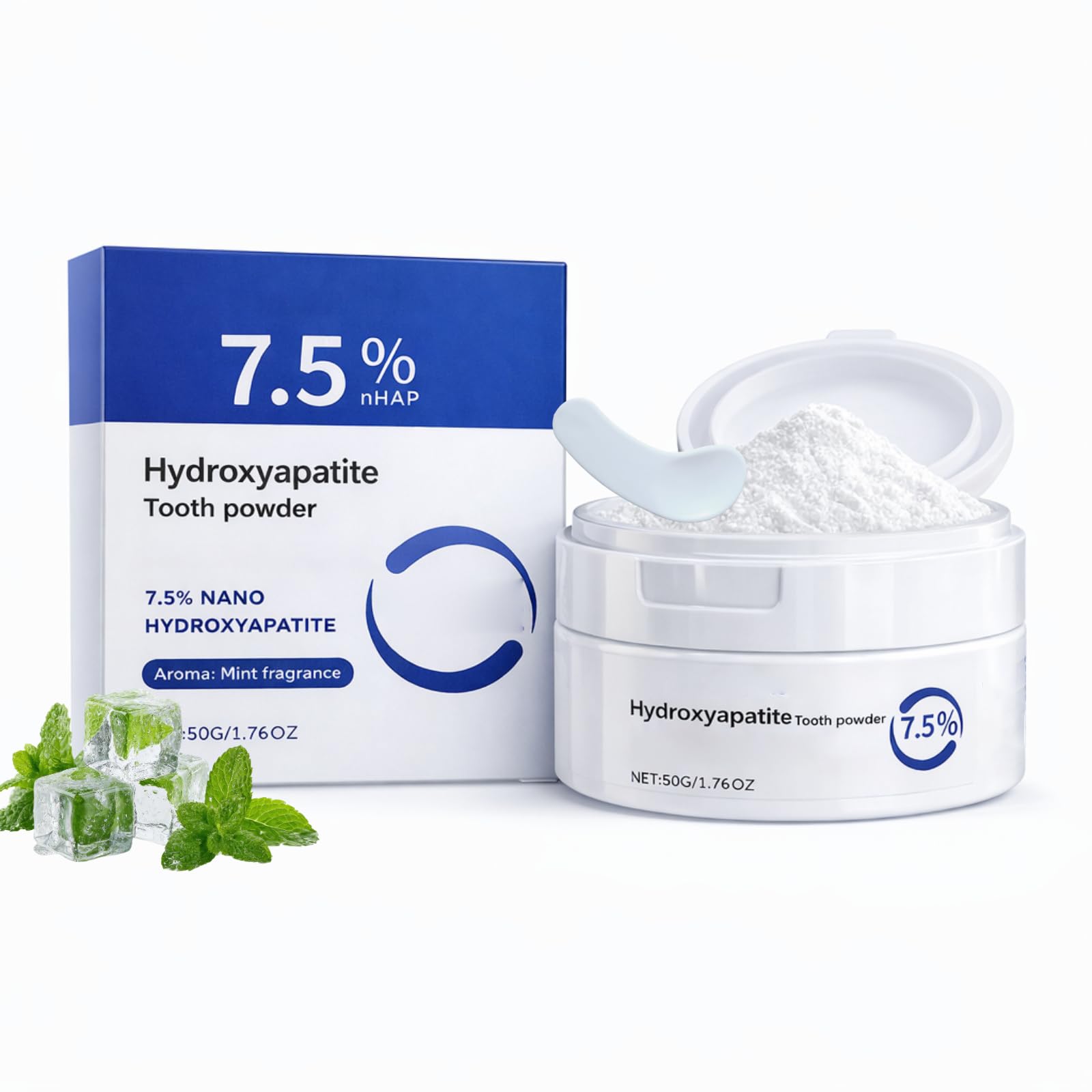 Microcrystalline Hydroxyapatite Tooth Powder, 7.5% Nano Hydroxyapatite Formula, Gentle Daily Oral Care with Fresh Mint - 2