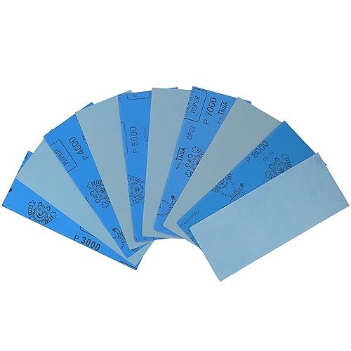 Miniatura 8 de 9 x 3.6 pulgadas, 18 hojas de papel de lija, grano 5000-15000 húmedo o seco, 6 papeles de arena surtidos, almohadillas abrasivas de precisión