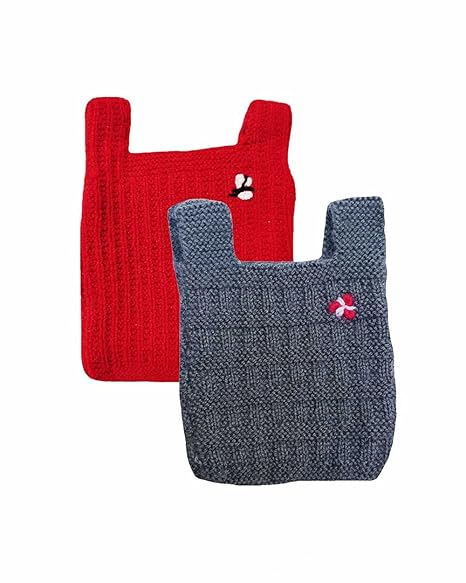 WEGMANS Kids Winter Wear Dress Woolen Half Sweater for Baby Boys and Girls - Pack of 2 (Grey Red)