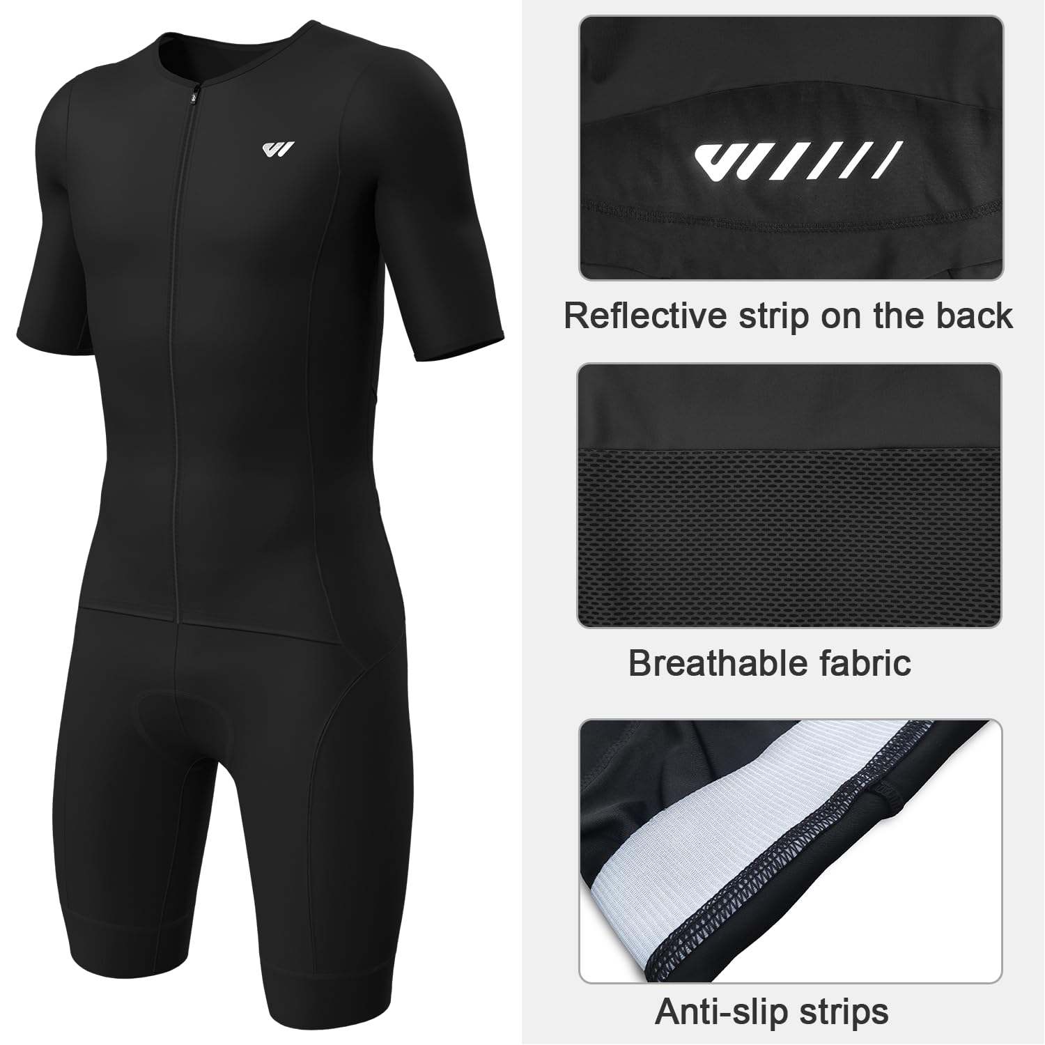 Logas - Tuta da triathlon da uomo, per triathlon, ciclismo, corsa, nuoto