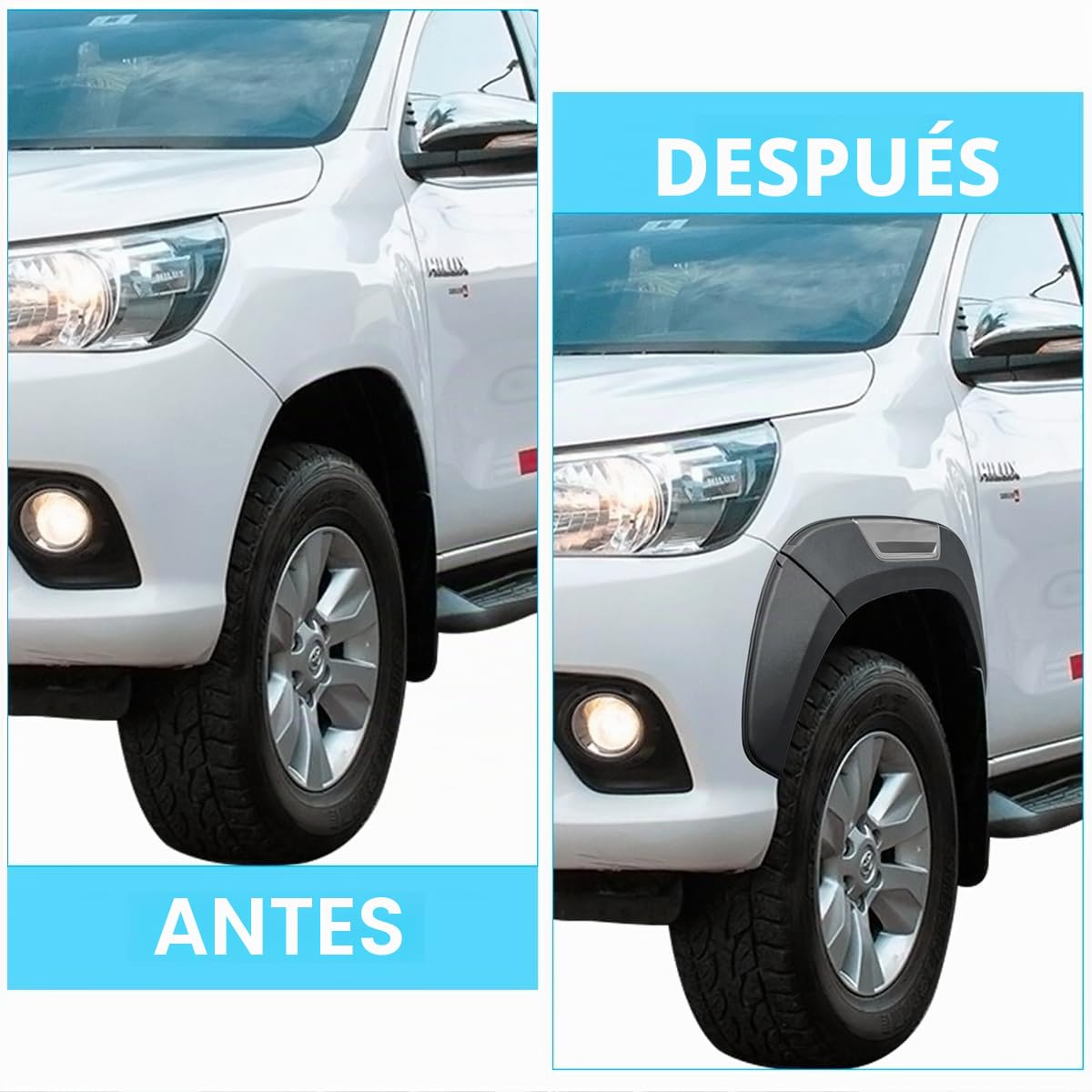 Extensor de Guardabarros 6 Pulgadas para Toyota Hilux 2015-2025, AN110, AN120, AN130, Invincible, Revo, Rocco, GR Sport 12 mm