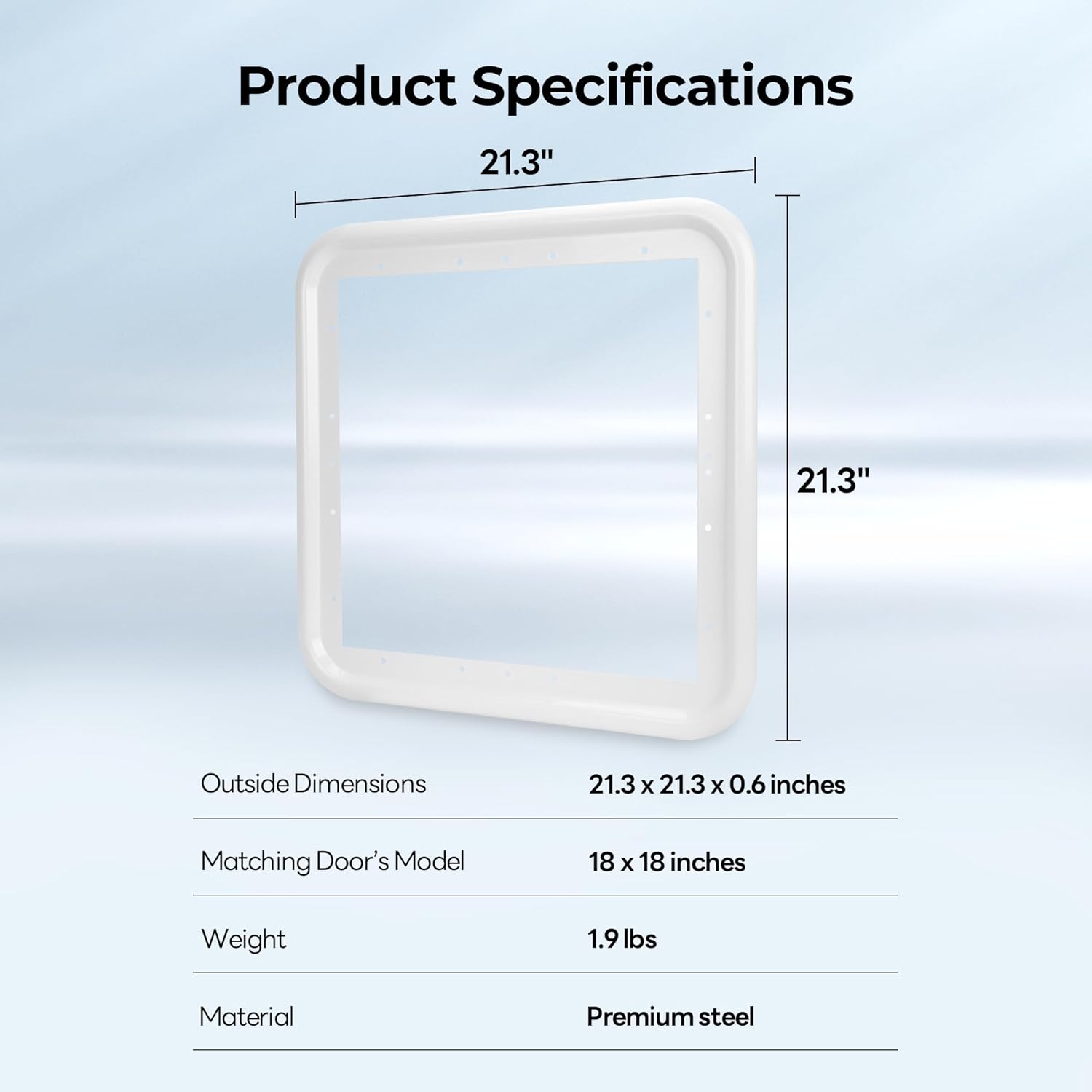 FOGATTI 18” x 18” RV Water Heater White Door With Door Ring