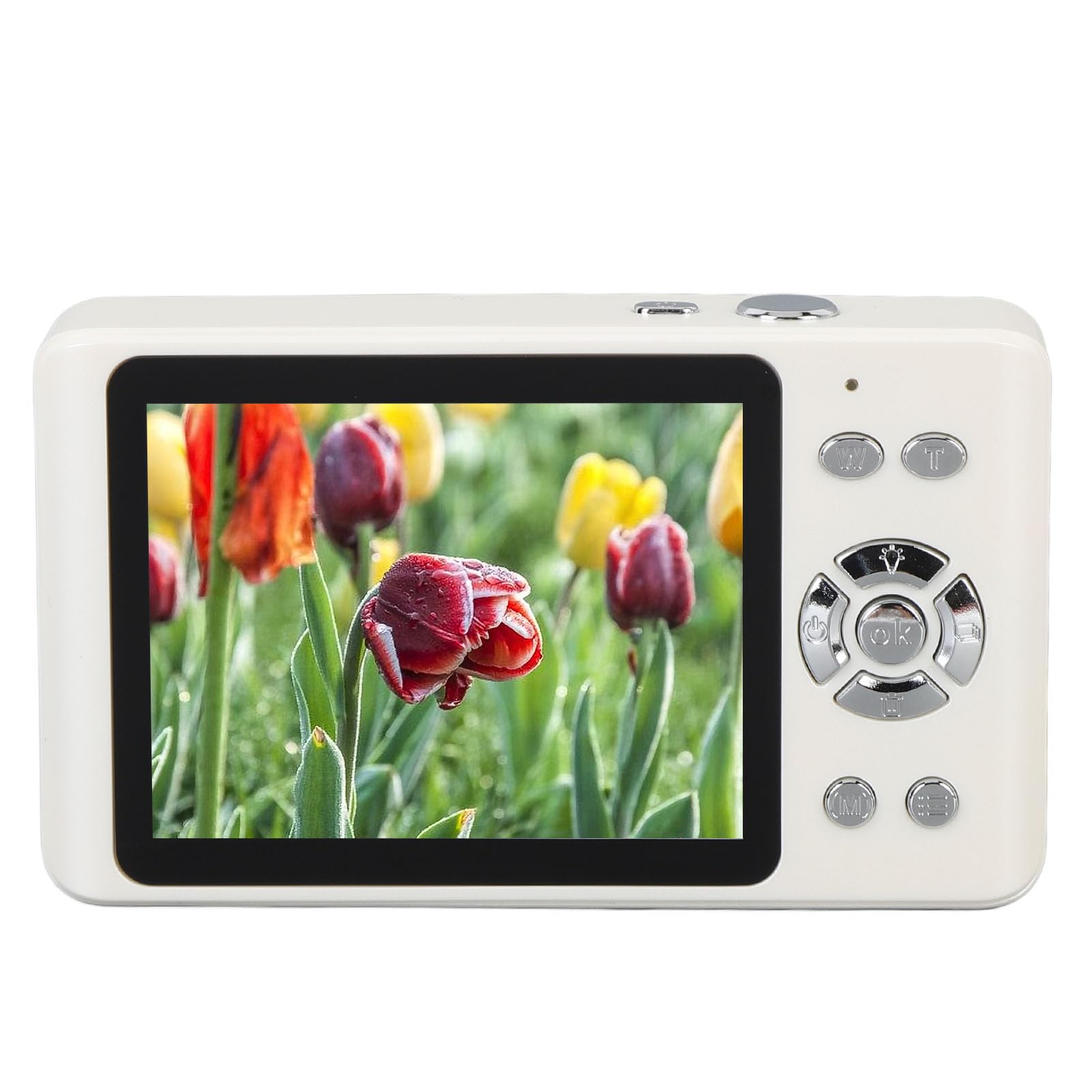 Camera Digitale Compatta da 6k 64MP con Autofocus, Zoom 18x e Schermo da 2,8 Pollici-Point e Fotocamera per la Fotografia di Viaggio (WHITE)