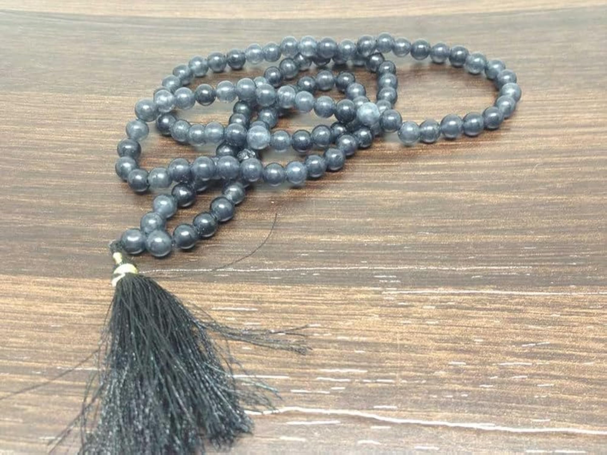 Natural Iolite 10MM Round Beaded Prayer Mala Necklace, Handmade