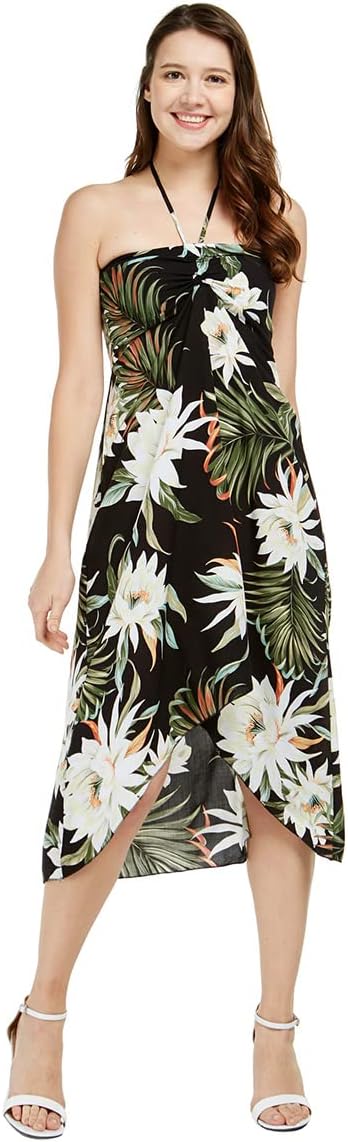 Matchable Family Hawaiian Luau Men Women Girl Boy Clothes in Wispy Cereus Black - Image 2