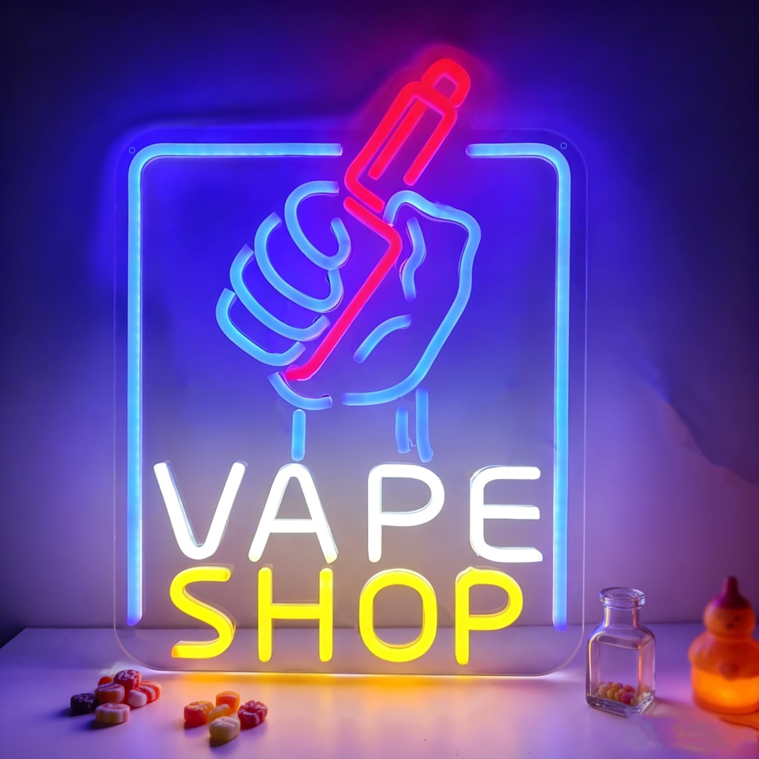 VAPE Shop Neon Sign LED Neon Smoke Shops Sign Light Up for Wall Decor, Dimmable USB Powered Neon Light for Pub, Smoking Lounge, Club, Man Cave, Convenience Store 11.81”x15.74”