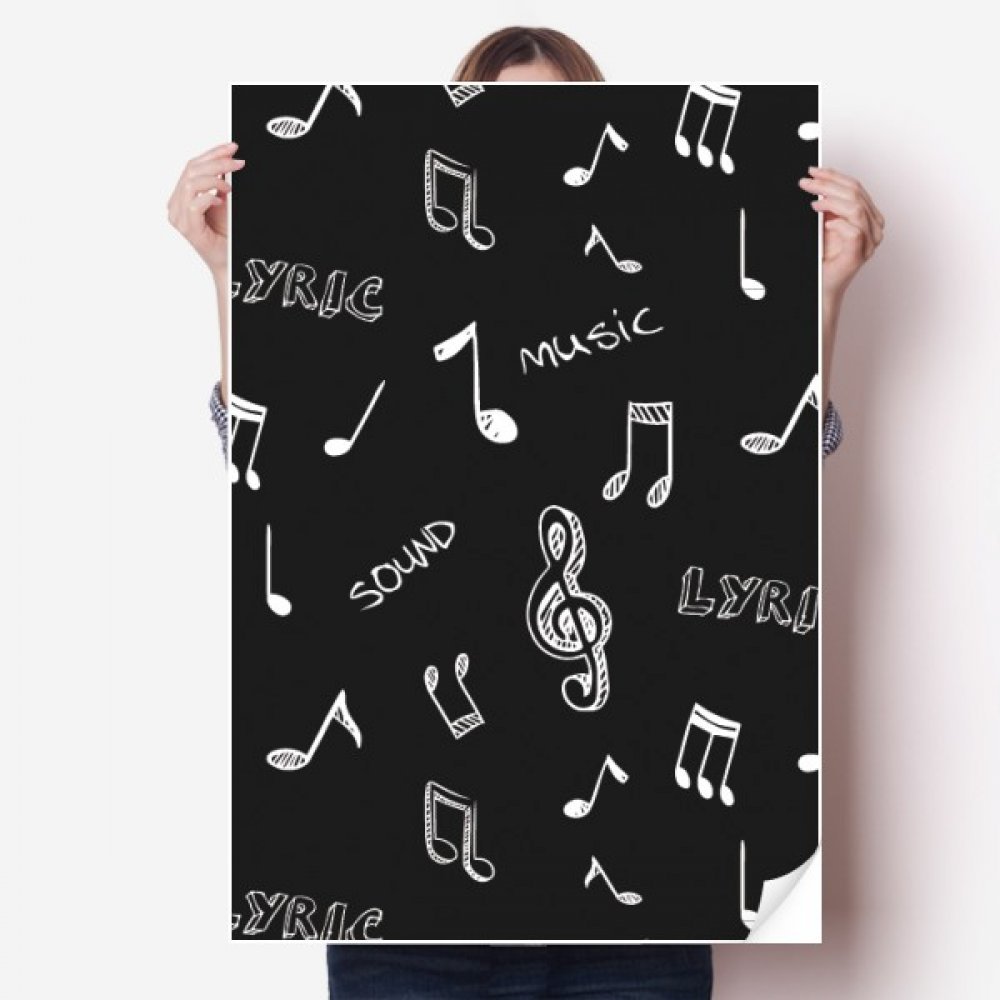 Autocollant de musique noir et notes sticker mural haute définition 80cm