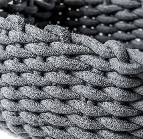 Art Pinecone 2-Piece Rectangle Nursery Basket, Cotton Rope Foldable Baskets, Hand Woven Storage Bins For Jewelry, Remote, Fruits, Cute Woven Storage Basket For Closet, Shelf Storage Basket (Stone Grey) #TOP5