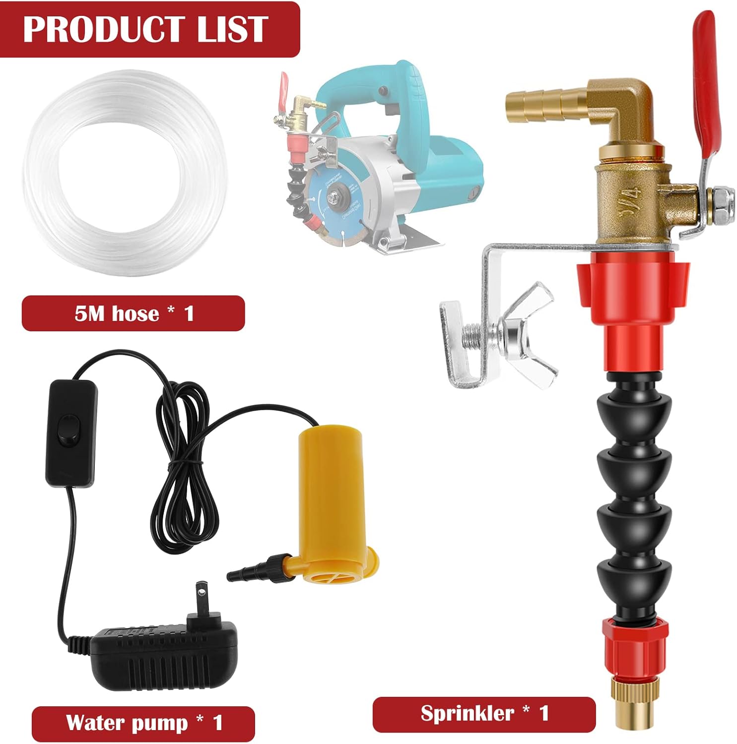Dust Remover Water Sprayer Heavy Duty Water Saving Dust Remover Water Nozzle Improving Cutting Effect Coolant Misting System with Hose for Angle Grinder Cutting Machine US(American rules)