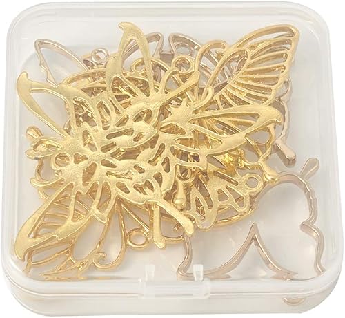 Vista 7 de Dijes de bisel de espalda abierta de estilo surtido, colgantes de marco hueco de metal, dijes de flores prensadas para hacer joyas de resina UV DIY