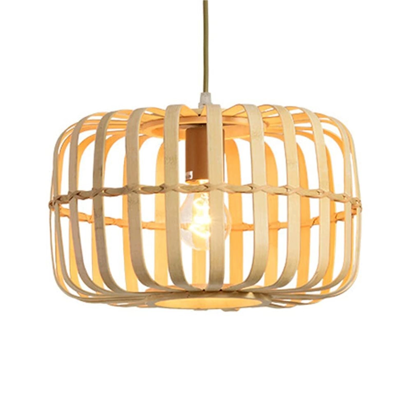 KBUUKYYXouy Hollow Lantern Beige Japanese Pendant Light Nordic Simplicity Hanging Ceiling Fixture Handmade Weave Dome for Living Room Bar Corridor Teahouse