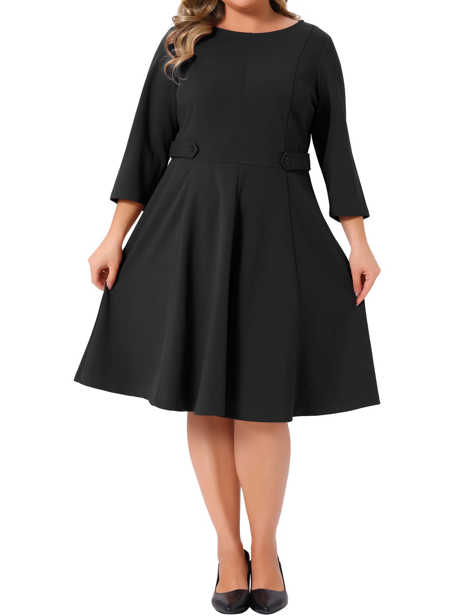 Agnes Orinda Womens Plus Size Office Dress 3 4 Sleeve 50s 60s Vintage Cocktail Dress Wear to Work
