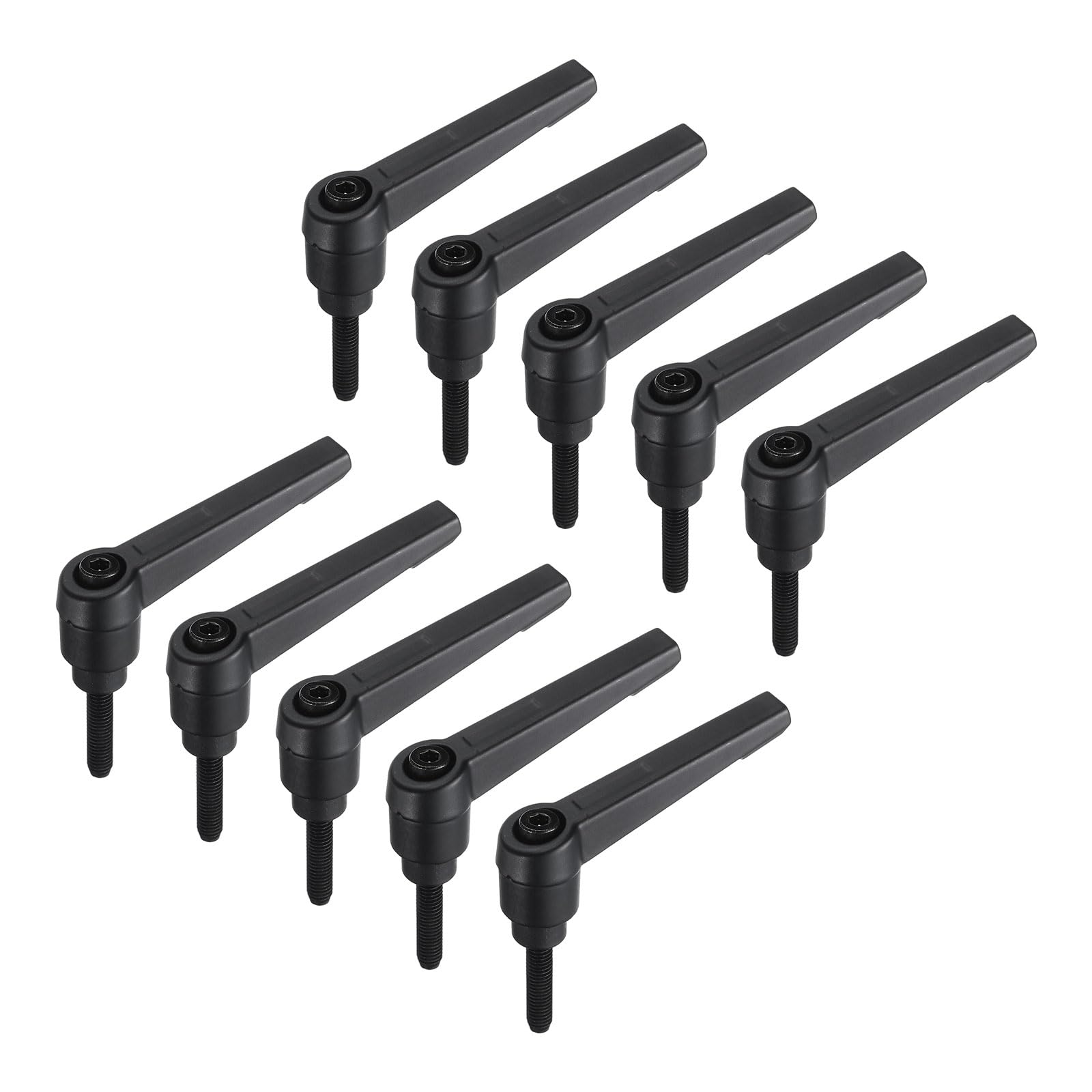 uxcell 10pcs Lever Adjustable Handles M5 x 20mm Metric Male Thread, Level Clamping Handle Hand Stud Knobs Rotating Screw Handles Bolts with Locking Lever, Black