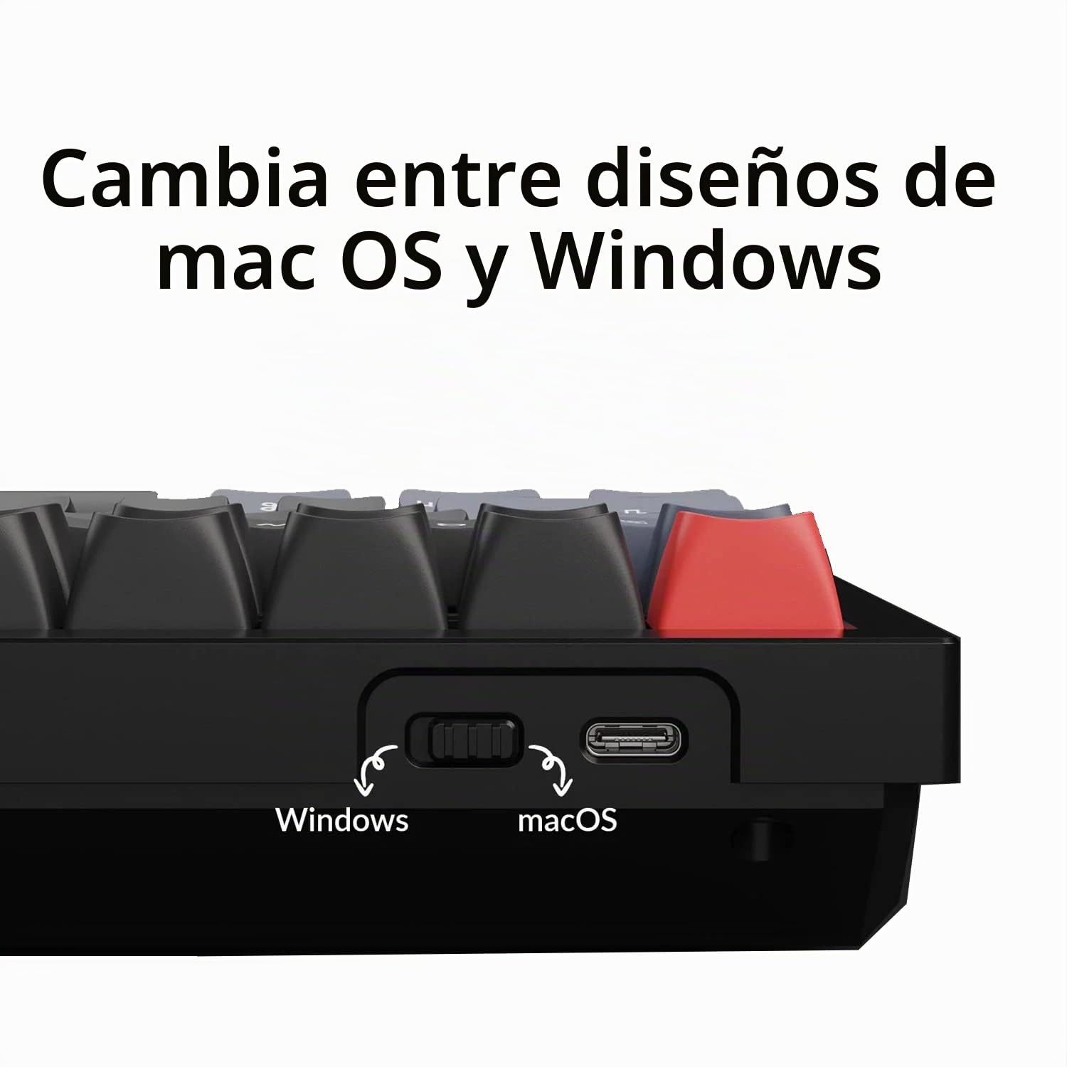 Keychron K2 75% diseño Teclado Mecánico Inalámbrico Bluetooth, Compacto Retroiluminación LED Blanca Teclado con Cable USB-C Recargable, Interruptores Rojos Gateron G Pro para Mac/Windows(ES Layout)