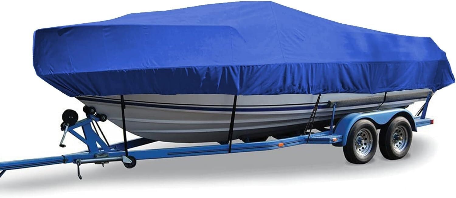 Telo Copri Barca，Telo Barca,Copertura per Barca 210D Impermeabile per Barche da Pesca, trimarani con Scafo a V, Nero, 14-16 Piedi: 530x290 cm, Copertura per Bar