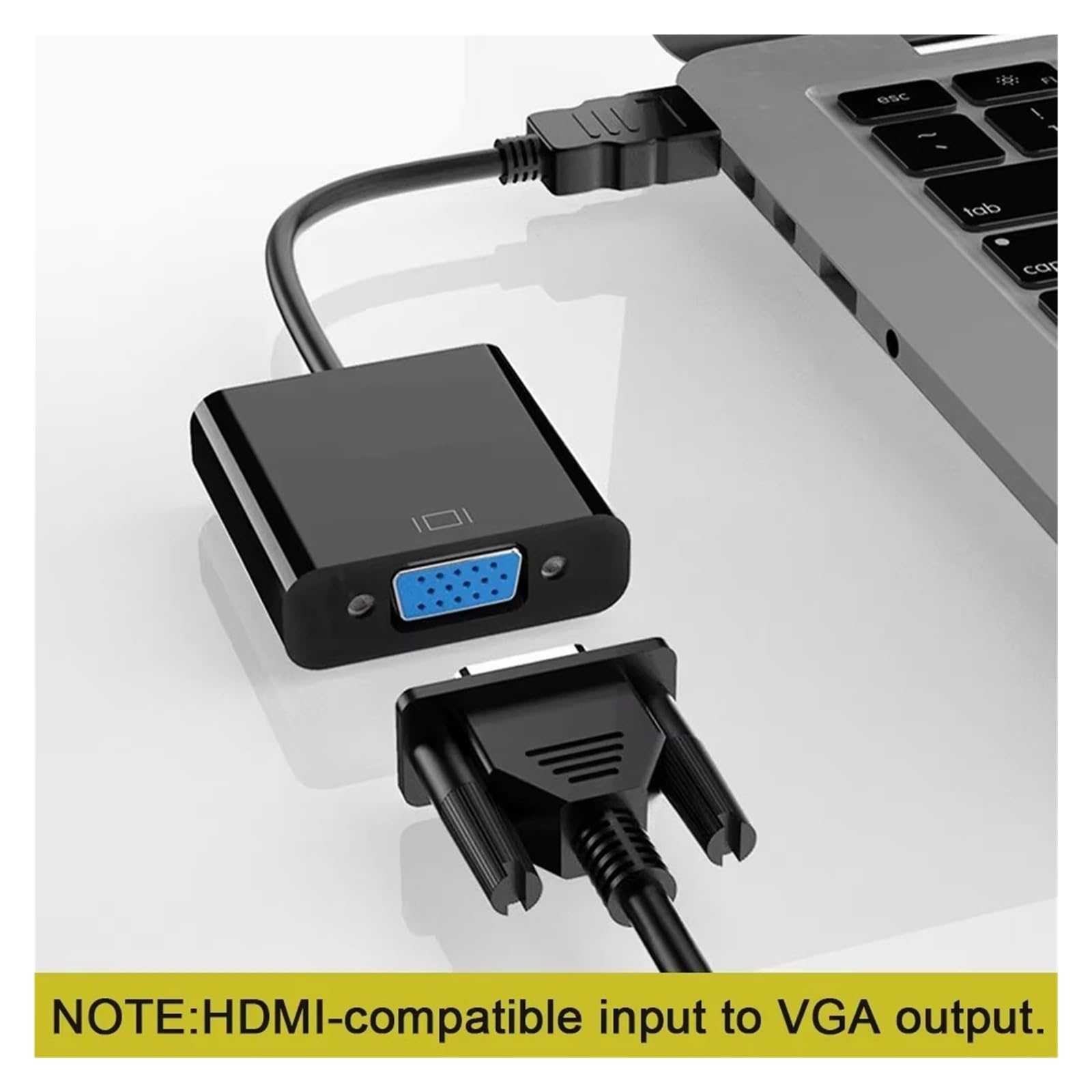 Adaptador HDMI a VGA 1080P chapado en oro para laptop, PC, proyector, TV