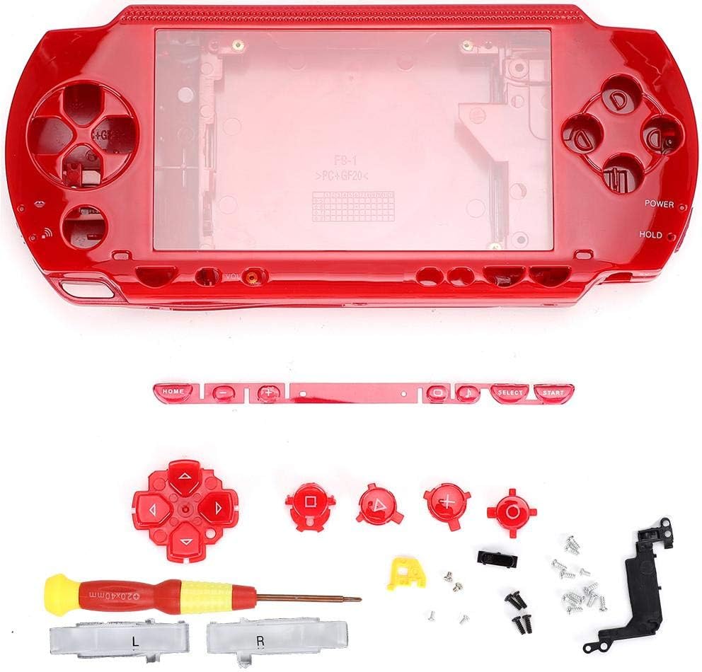 Game Shell for PSP 1000, Replacement Full Housing Console Game Shell Case Cover, PSP 1000 Console Host Shell, with Screwdriver(red)