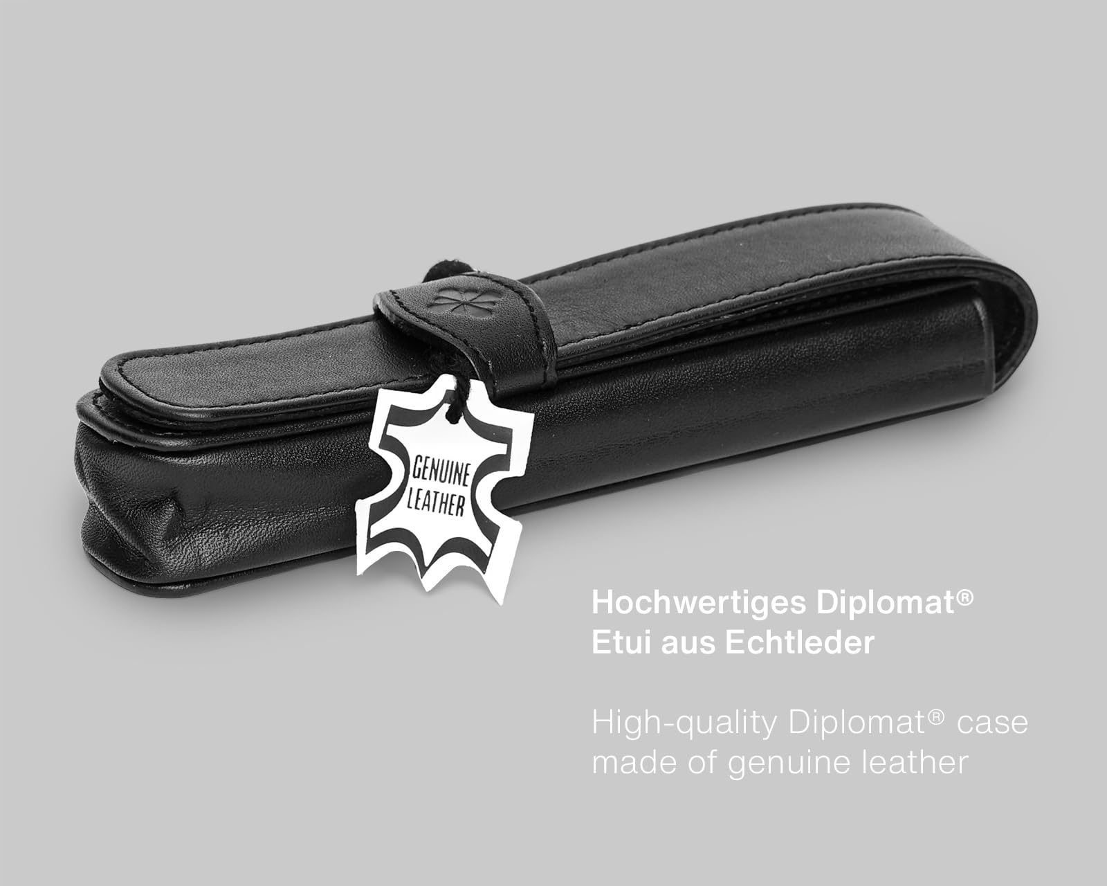 Octopus Diplomat Aero Füllhalter-Set Orange, Tinte und Lederetui | Mit Edelstahlfeder M, 30 ml Octopus Tinte Königsblau, Tintenkonverter und Stifteetui aus Leder