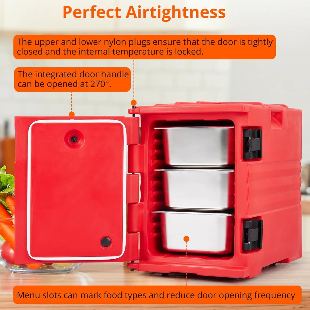 Caja isotérmica para Transportar Alimentos de 82 Cuartos de galón, Ideal para Catering, con Doble Hebilla y Ruedas. Apilable, con Carga Frontal, Catering, reuniones