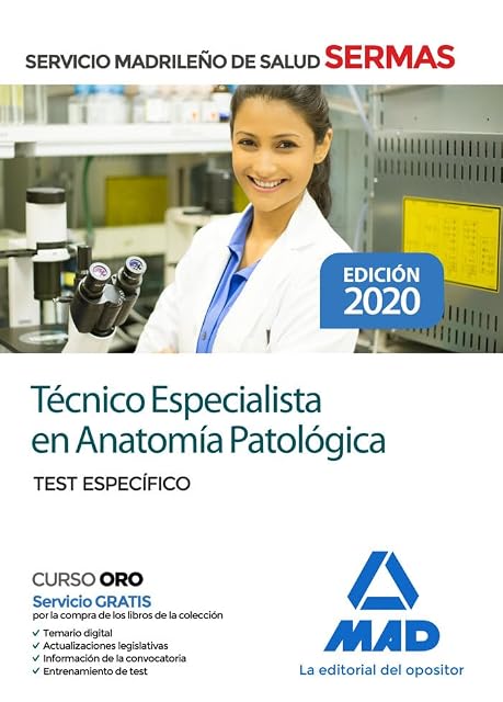 Portada de Técnico Especialista en Anatomía Patológica del Servicio de Salud de la Comunidad de Madrid. Test Específico