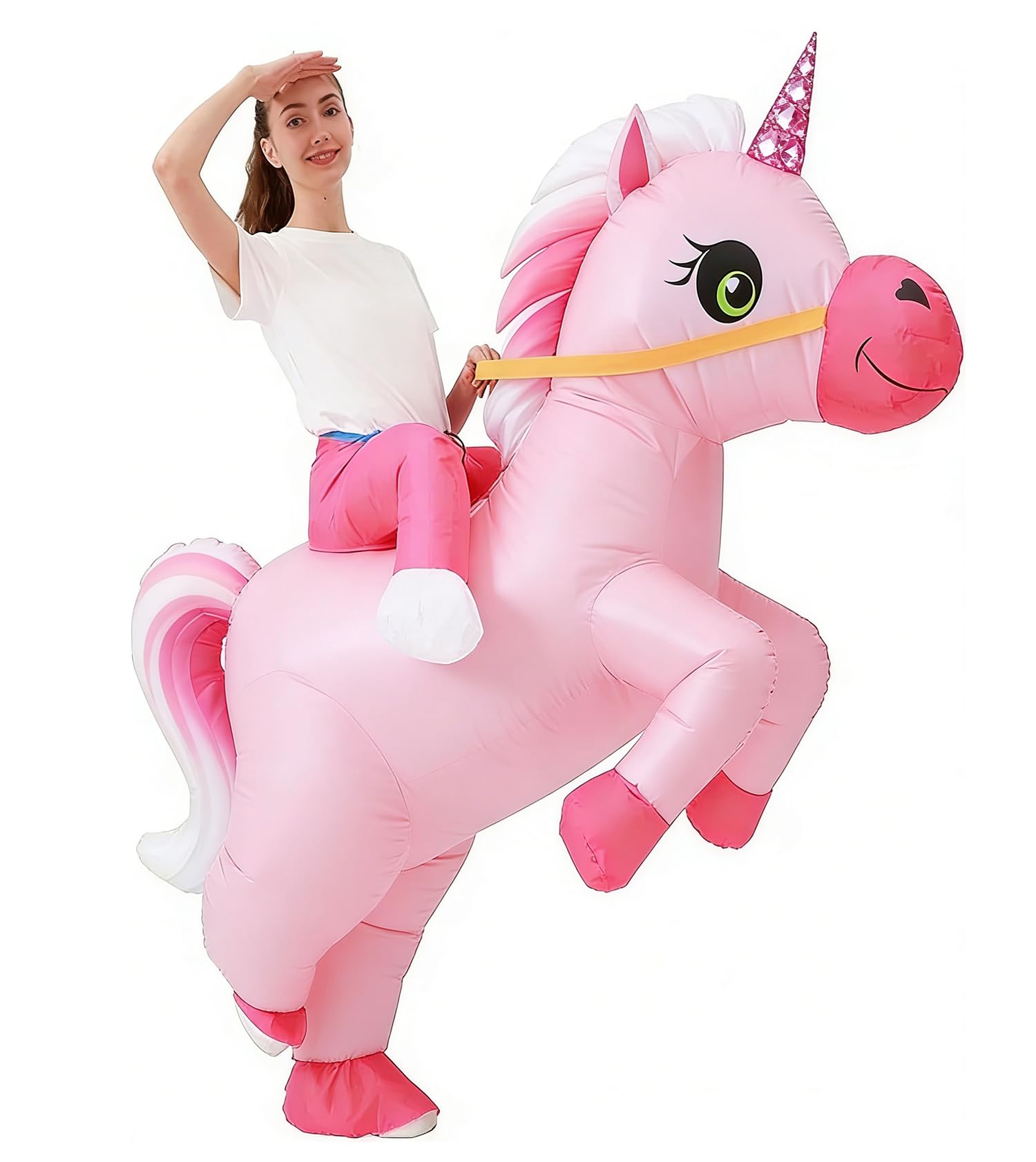 JASHKE Inflatable Unicorn Costumes Ride Unicorn Blow up Costume for Adult