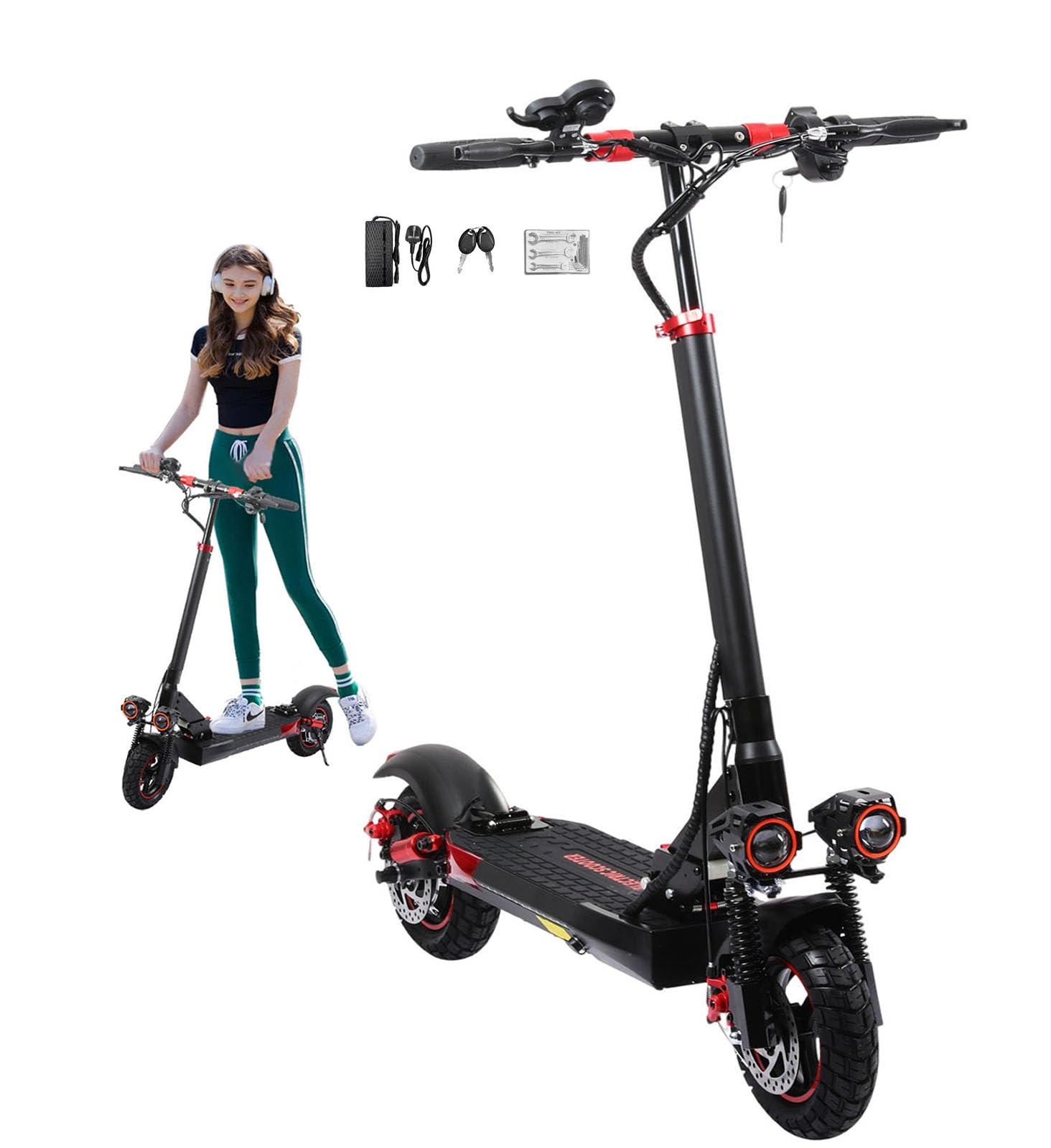 PLAYBIK Electric Scooter Adult Powerful Folding Scooter – 31 Miles Autonomy, 48 V 15 AH Large Autonomy, Wheels 10 Inches Off-Road, IP54, Double Disc Brakes, Gifts Adults and Young People During