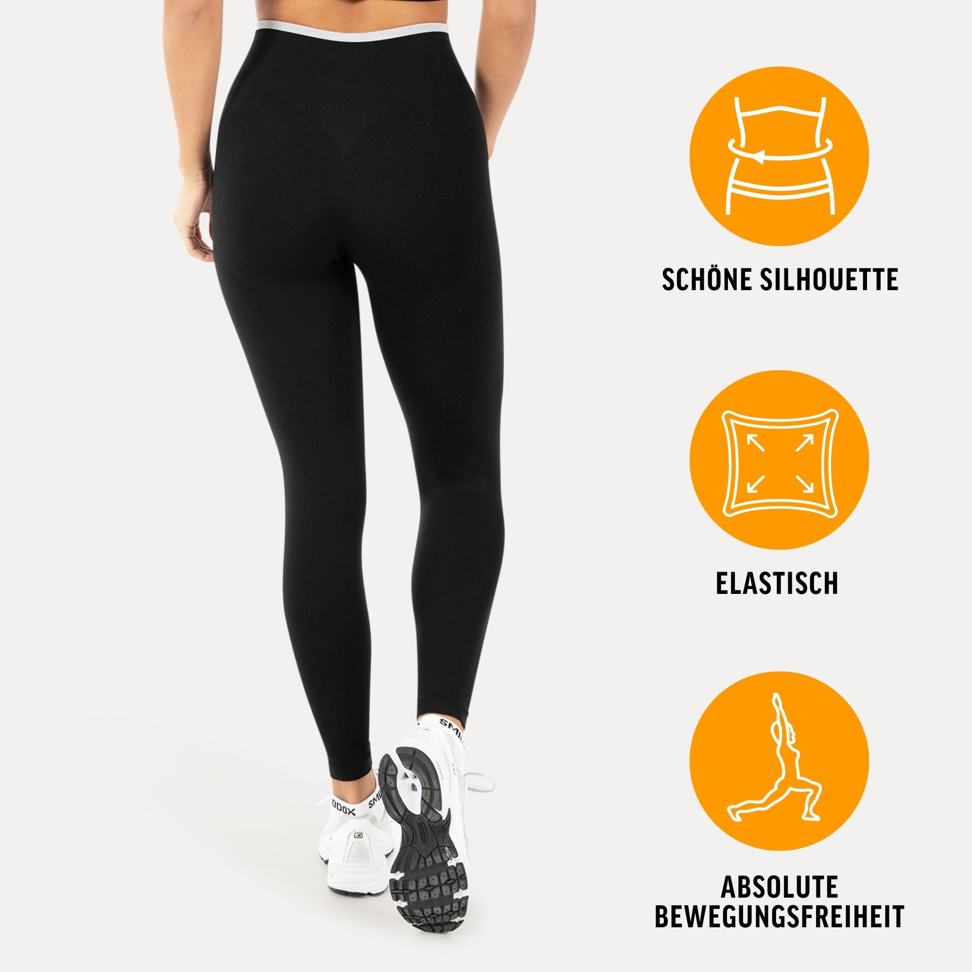 SMILODOX Leggings Damen Jorina High Waist Shaped Fit Seamless Sportleggings mit V-Shape Detail & Rippbund, figurbetonte Gym Leggings, Fitnesshose für Training, Yoga & Alltag