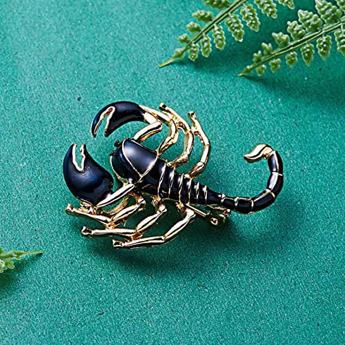 Image of Scorpion Enamel Pin Black Gold Scorpion Insect Brooch Personality Corsage Bouquet Lapel Pin Scarf Shawl Decoration Accessories for Women Men