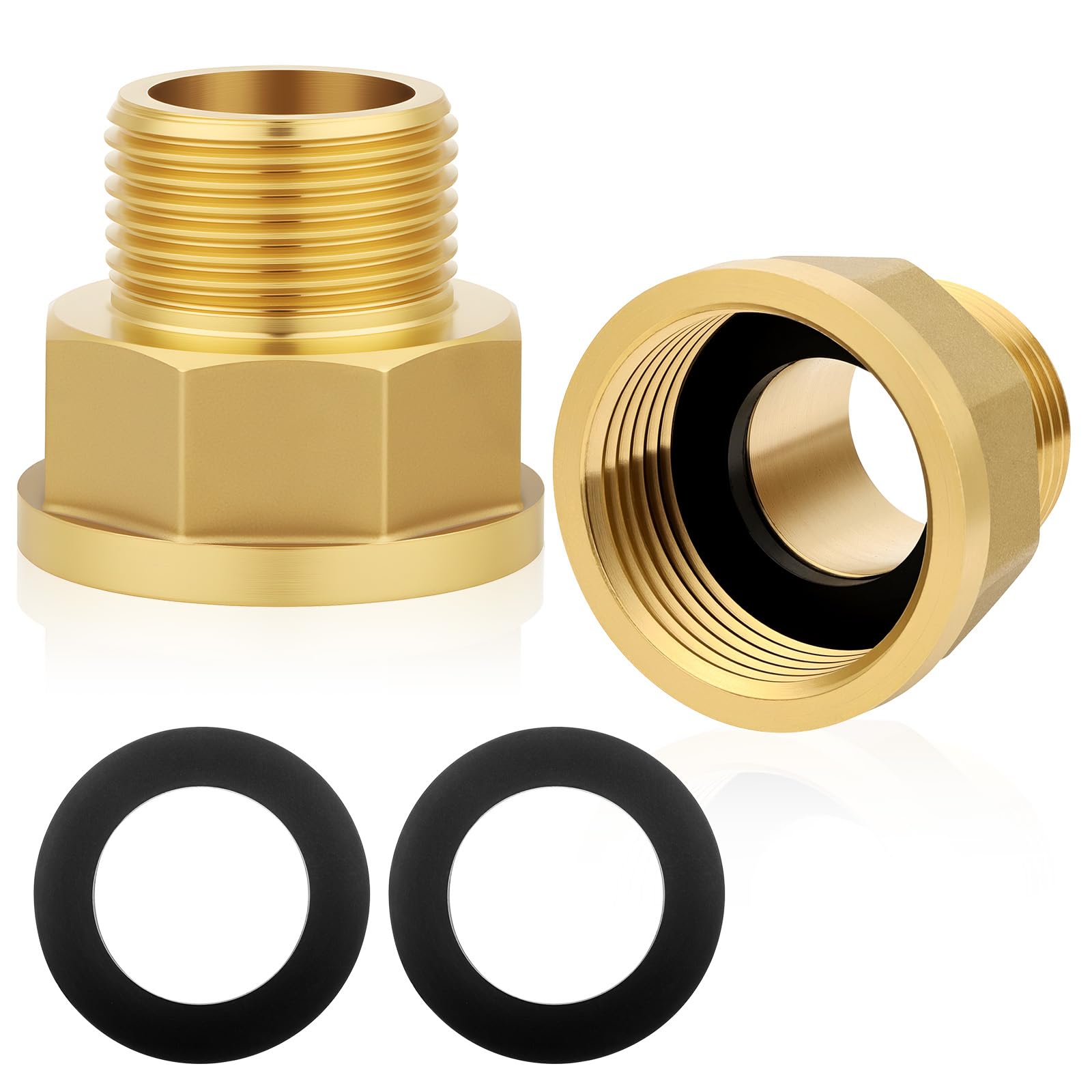 Flintronic 1" żeńskie do 3/4" męskie BSP mosiężne złącze redukcyjne z gwintem sześciokątnym, 3/4 cala męski na 1 cal żeński adapter redukcyjny do gazu, wody, złącza rurowego (2)