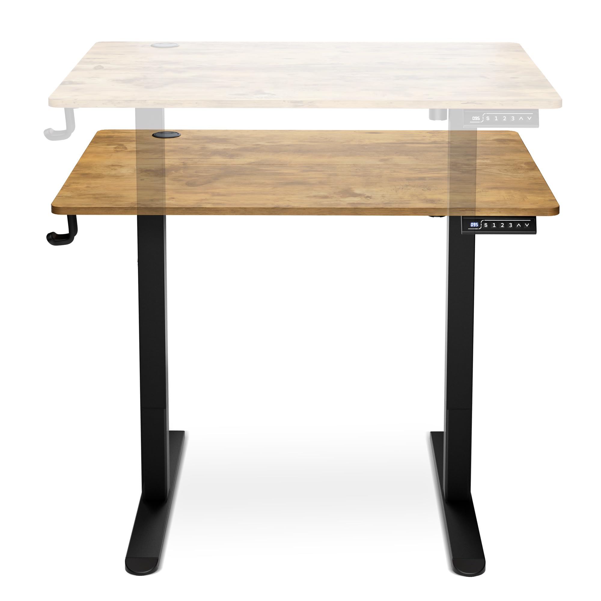 di volio Elektrischer Schreibtisch Höhenverstellbar Braun 88x60 cm Barga | Platzsparender Bürotisch, Sitz-Steh-Funktion, Memory-Funktion, Stehtisch fürs Homeoffice